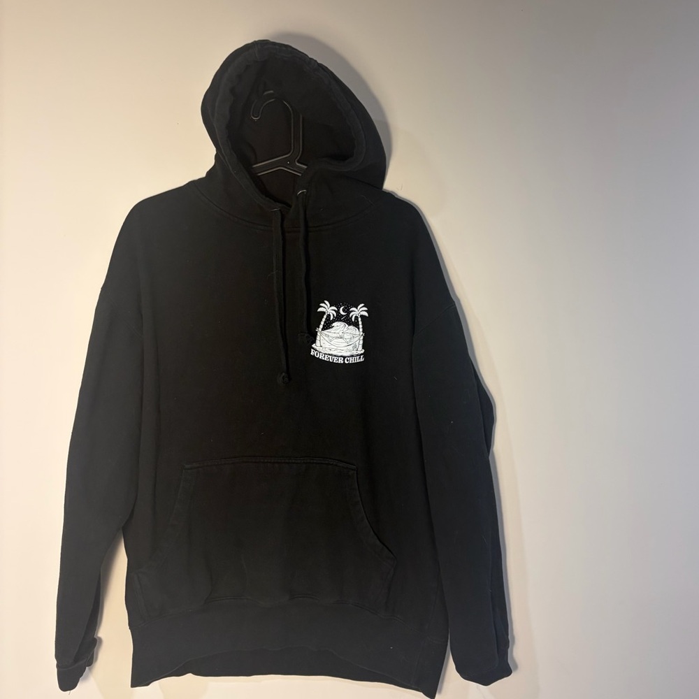 Black Hoodie with Island Graphic